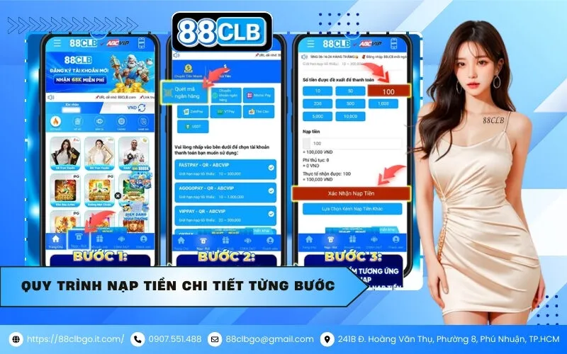 Quy trình nạp tiền chi tiết từng bước